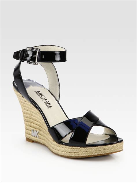 black leather michael kors espadrille flats|Michael Kors espadrille wedges.